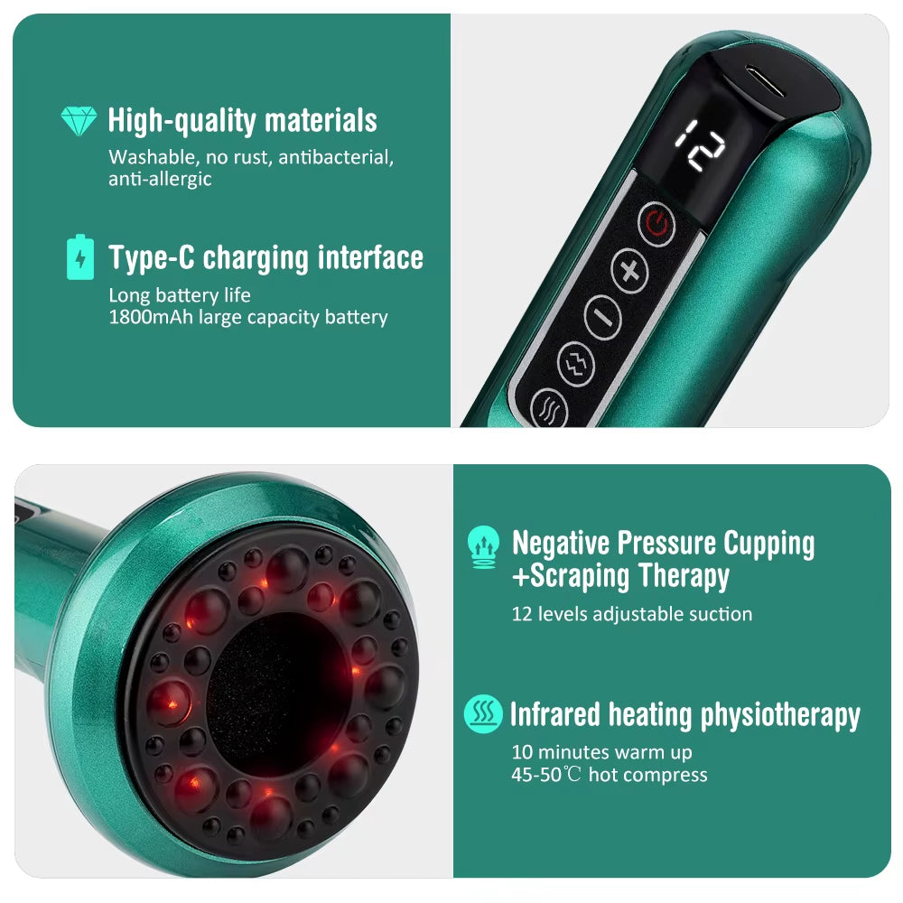 Smart Body Massage Suction Vacuum Cupping Device 6/12 Levels anti Cellulite Heating Cans Back Guasha Scarping Chinese Meridian