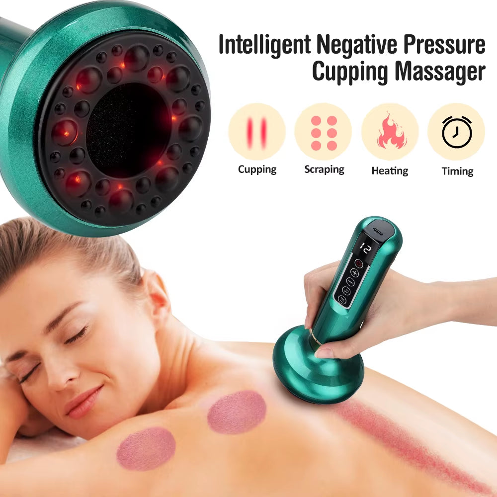 Smart Body Massage Suction Vacuum Cupping Device 6/12 Levels anti Cellulite Heating Cans Back Guasha Scarping Chinese Meridian